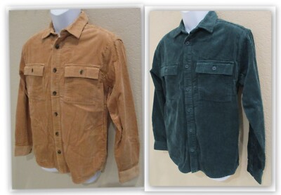 Men's Casual Fit Corduroy Button-Down Shirt - Original Use GREEN or BRASS XSMALL