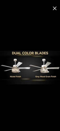 AUTELO 52 Inch Celing Fan With Remote And Lights K9Crystal - Picture 2 of 12