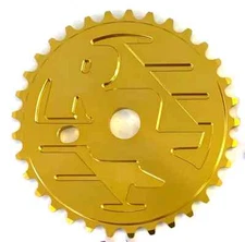 ROS - RIDE OUT SUPPLY LOGO SPROCKET - BIKE CHAINRING - SE BIKES - GOLD