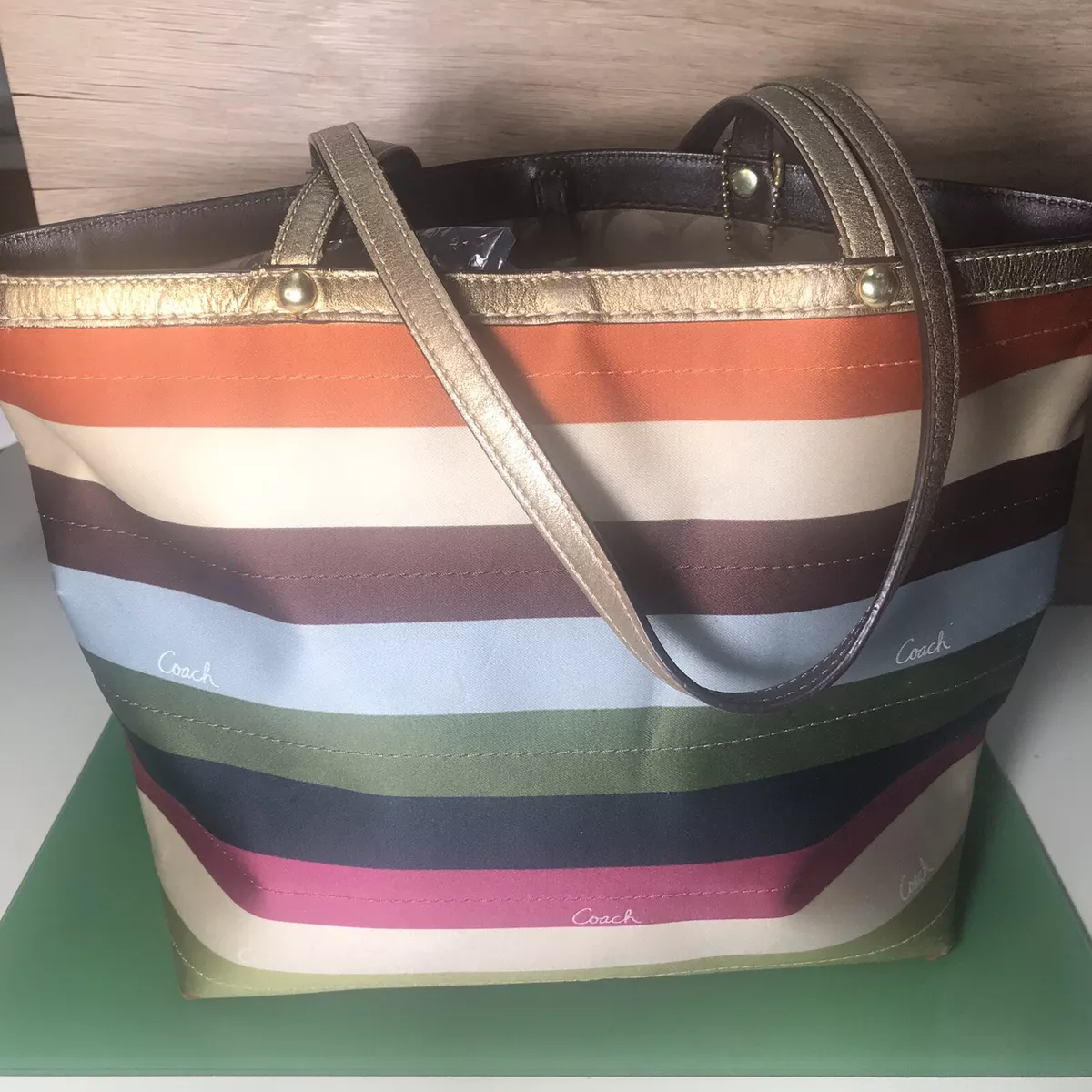 Coach Purse: 41852 Mult-Color Legacy Striped Tote Bag