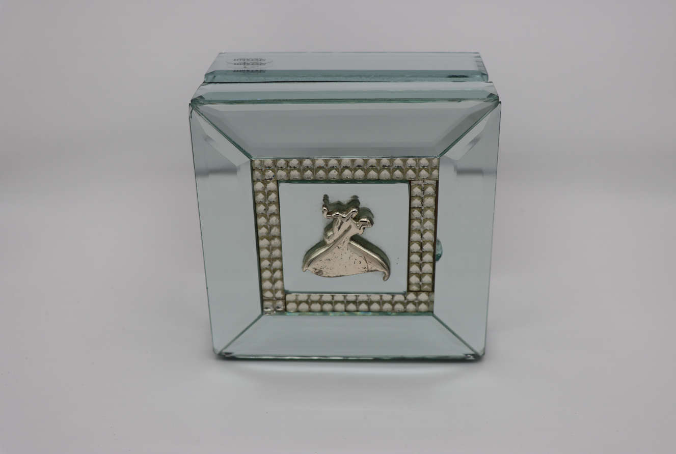 Sheridan jewelry box, delicate mirror glass decorative box with dancing figures