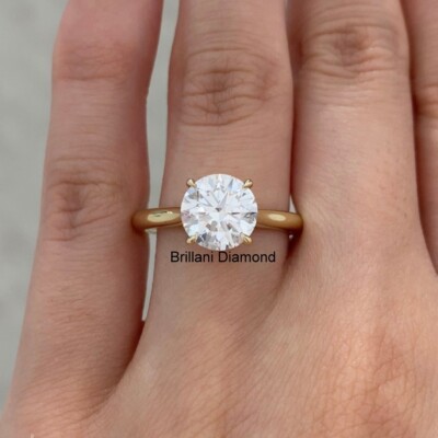 IGI F VS2 Ct Round Cut Halo Lab Grown Diamond Ring 14k