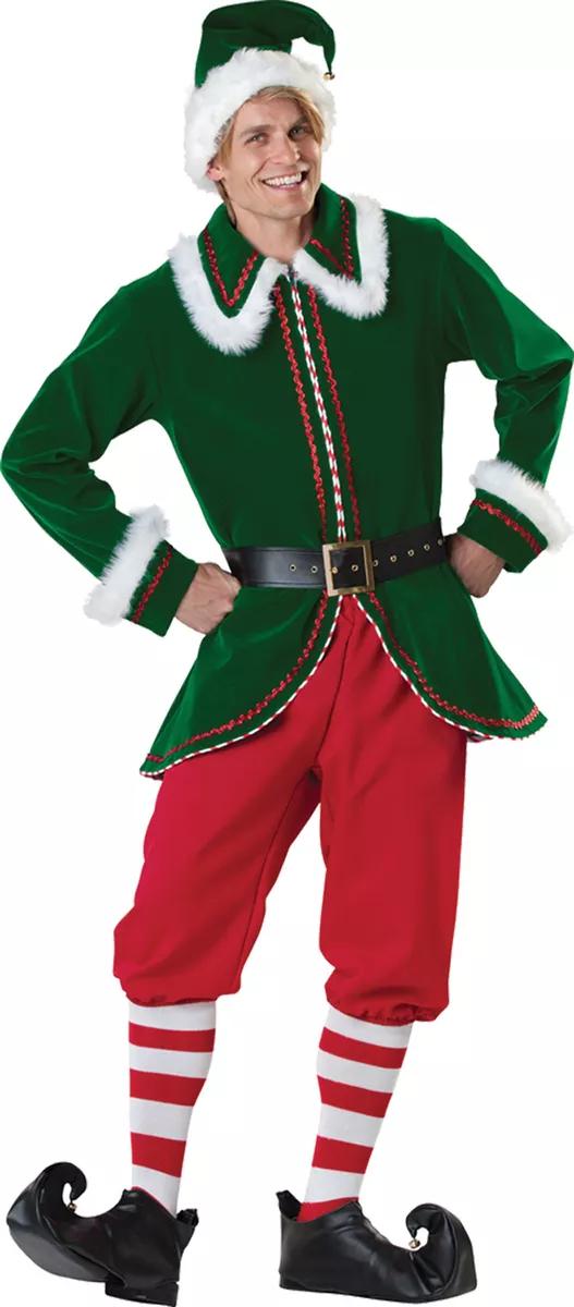 Santa s Elf Adult Men s Costume Flocked Velvet Jacket Christmas