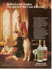 1980 Wolfschmidt Genuine Vodka Vintage Magazine Ad   Czar and Dogs