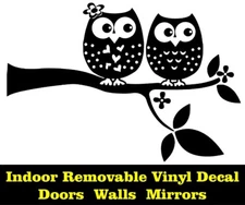 1O" Owls Indoor Removable Matte Black Vinyl Decal Walls Door Mirror Cupboard