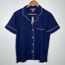 J.CREW Short Sleeve Pajama Top Navy Dreamy Cotton Blend Size Small NWT