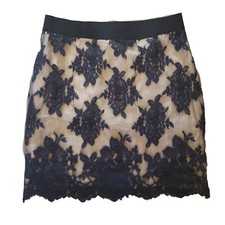 Phillip Lim 3.1 Skirt Navy Wool Lace Illusion...