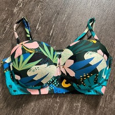 Floral Print Bikini Top Medium Tropical Padded Underwire Swimsuit Summer