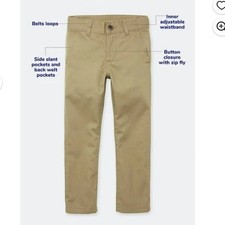 The Children's Place Big Boys Chino Pants Size 10 Skinny Stretch Flax New Khaki