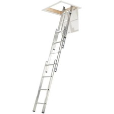 Werner Loft Ladder 76003 Aluminium 3-Section Anti-Slip With Handrail Indoor 3m