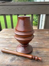 Handcrafted Wooden Mortar and Pestle Apotecary on a Pedestal Base Hand Turned