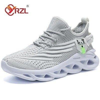 YRZL Mens Sport Shoes Breathable Lightweight Sneakers Outdoor Mesh Black Running