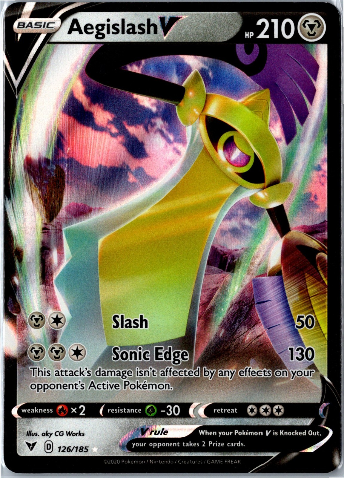 Pokemon Card - Aegislash V 126/185 Ultra Rare Holo SWSH04: Vivid Voltage NM