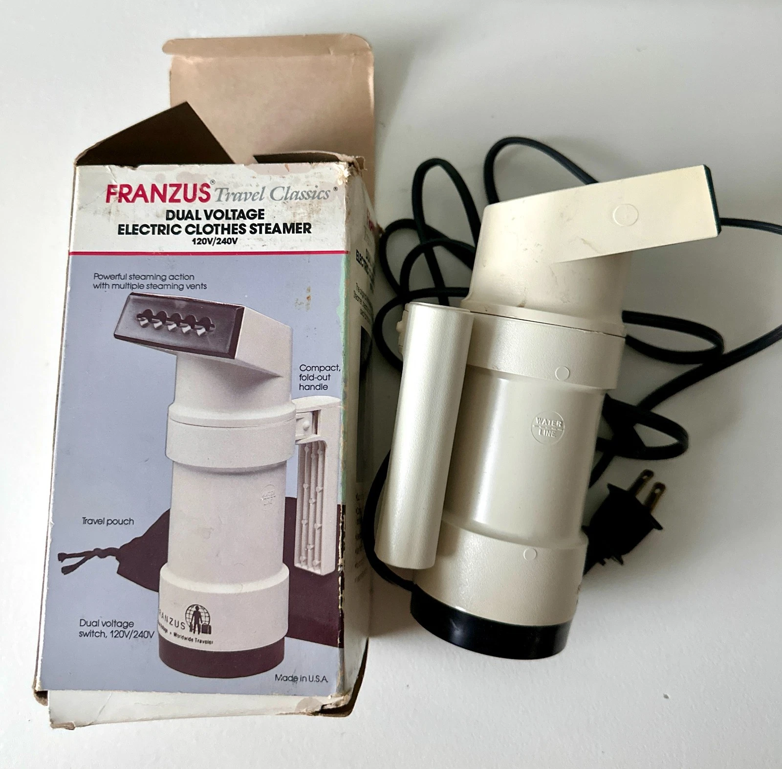 Vintage Franzus Dual Voltage Travel Clothes Steamer WA-222SE Unused w/Box 120V
Opens in a new window