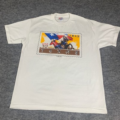 VTG Hanes USA Texas Shirt Mens XL Single Stitch USPS 1845 Cowboy Stamp 90s USA
