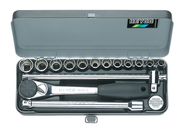 "Heyco SteckschlüSsel-Satz 1/2\" 15-Tlg. Knarrenkasten Ratschenkasten Ratsche Set"-image