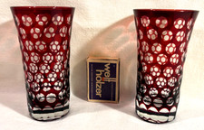 2 x Vase; Rubinglas / &Uuml;berfangglas; 1000-Augen-Schliff; Rotter L&uuml;beck / Egermann
