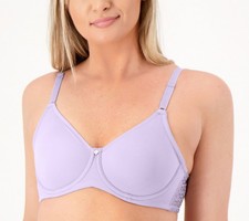Breezies Women's Bra Sz 44B Jacquard Back Smoothing Unlined Purple A473389