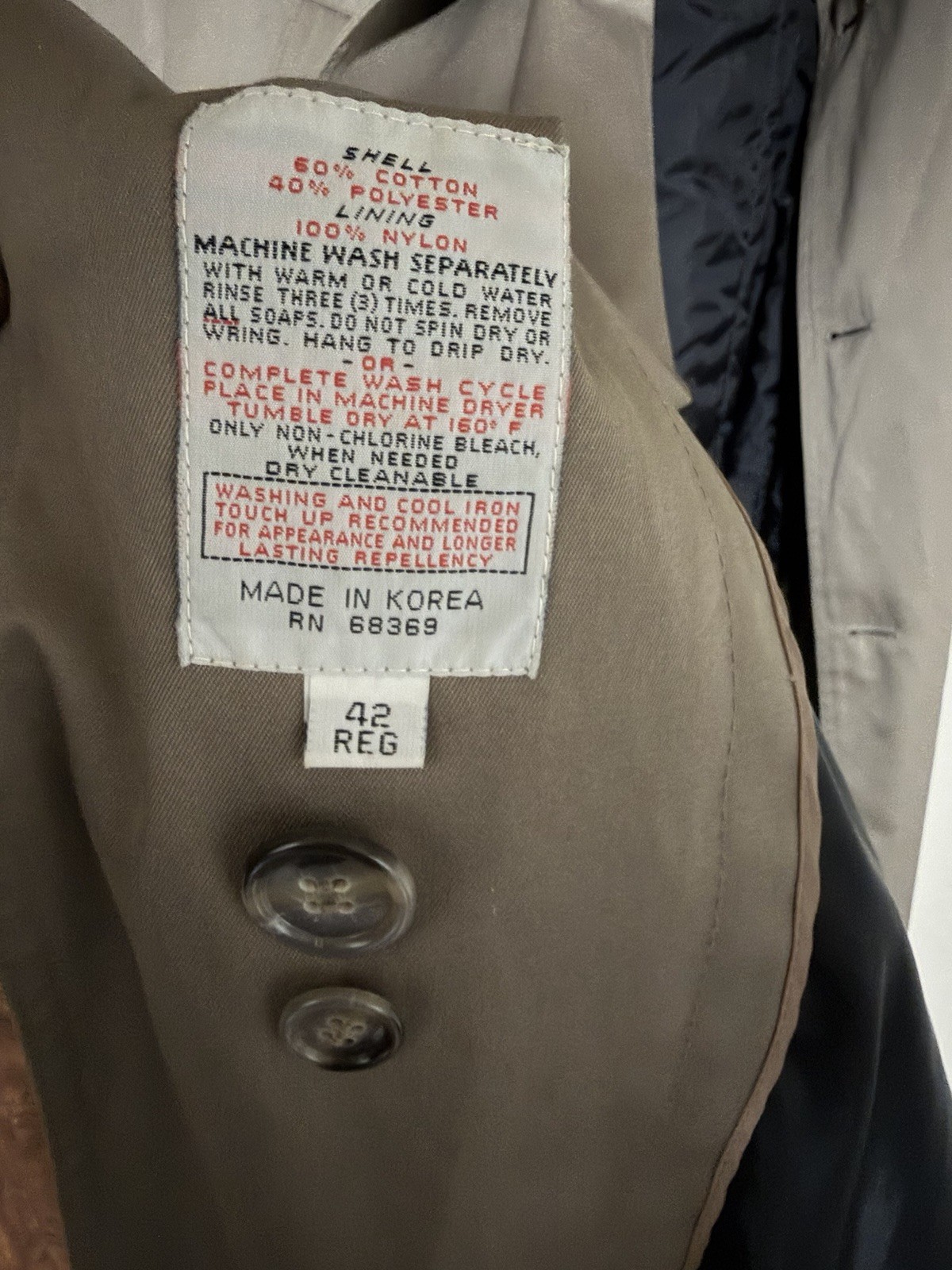 Vintage London Towne Men Double Breasted Trenchcoat. Detachable Lining. Gray 42R