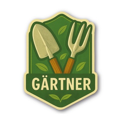 Gärtner Aufkleber Handwerk Werkzeug Schaufel Gartenmotiv Jubiläum Sticker grün