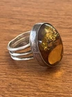 Vintage Sterling Silver Baltic Amber Ring. Size 7.5