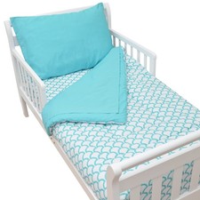 Tl Care 100 Cotton Percale 4-Piece Toddler Bedding Set Aqua Sea Wave For Boys