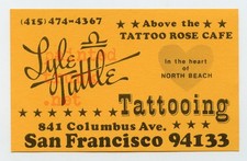 original vintage 1970s lyle tuttle san francisco CA tattoo business card 2.5x4