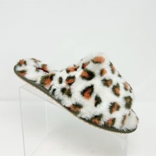 Sorel Womens White Leopard Print Fuzzy Crossband Slide Slippers Size 7 Sample
