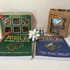 Large Lot Wooden/Metal Puzzles Brain Teasers Puzzle Books Mind Toys for 12-Adult
