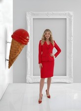 Ice Cream Cone Statue Red Scoop Wall Hanging Waffle Cone 3Ft Indoor Outdoor