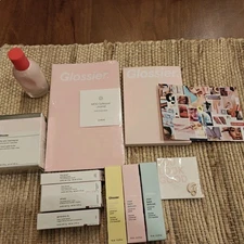 Authentic Glossier set. 3 Balms, Ultralip,boy brow, perfume,cleansing bar + more