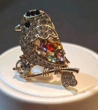 Rhinestone Bird Brooches Fashion Animal Brooch Pin Jewelry Gift Gold Tone New