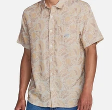 RVCA EXOTICA II SHORT SLEEVE SHIRT Button Down Shirt MSRP $70 NWT Large