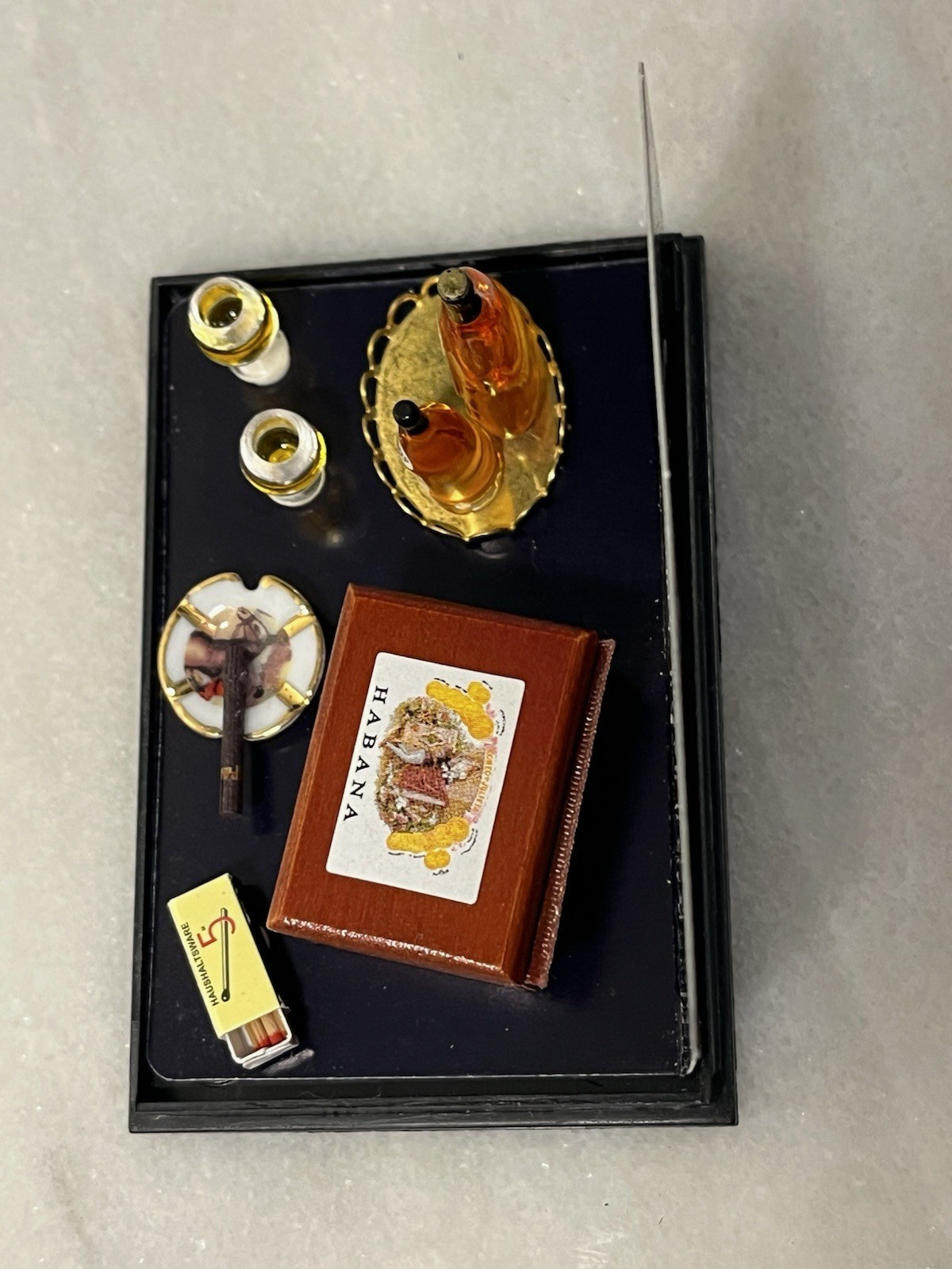 Reutter Porcelain Germany Dollhouse Miniature Cognac & Cigar Set HTF 1:12