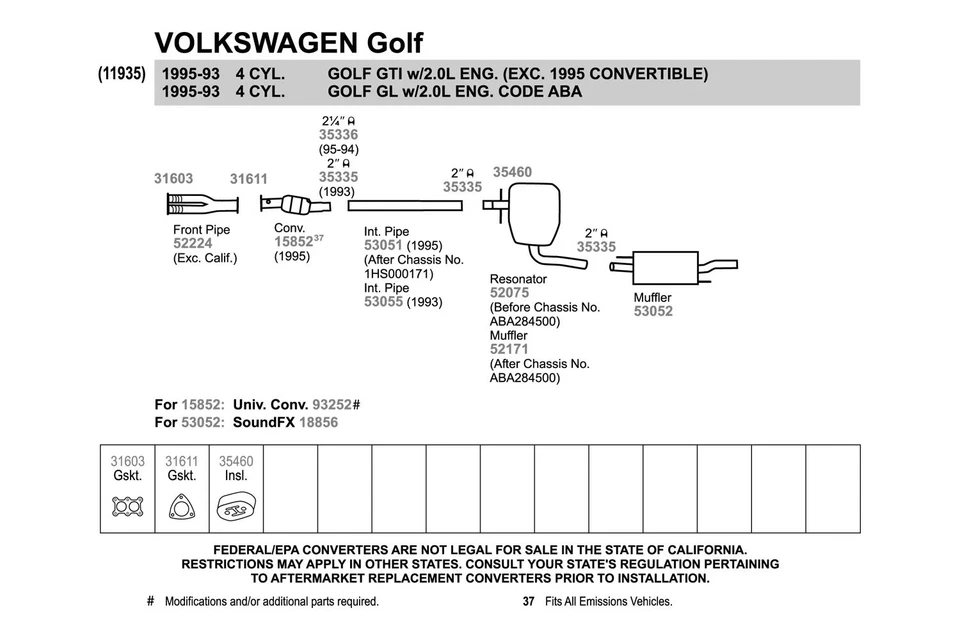 For Volkswagen Jetta 93-01 Exhaust Pipe Flange Gasket High Temperature Graphite Foto 4 de 4