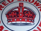 VINTAGE RED CROWN GASOLINE HUGE KING'S 👑 11 3/4" PORCELAIN METAL GAS & OIL SIGN