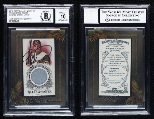 BAS 2016 Allen & Ginter Mini Framed Relics Barry Larkin BGS Authentic HOF ow6 - Afbeelding 3 van 3