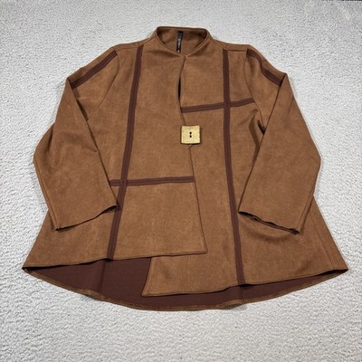 I.C. By Connie K Sz L Jacket Brown Toggle Button Art to Wear Asymmetrical