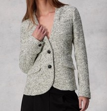 NWD Rag Bone Elise Tweed Blazer Classic Fit White Green Black Women s Size 8
