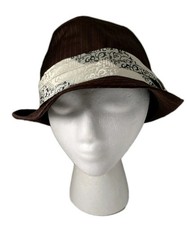 Goorin Bros Fedora Hat Cap Size Large Brown Pinstripe w Band Casual Wool Blend