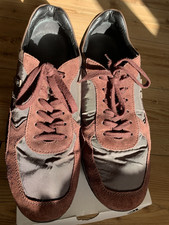 HOGAN Men’s Suede Low Top Trainers Burgundy/Grey Lace Up UK 8.5