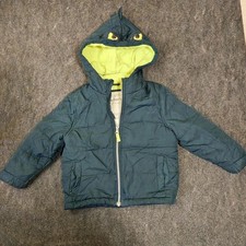 Carters Kids Green Dinosaur Puffer Jacket Hooded Winter Coat 4T