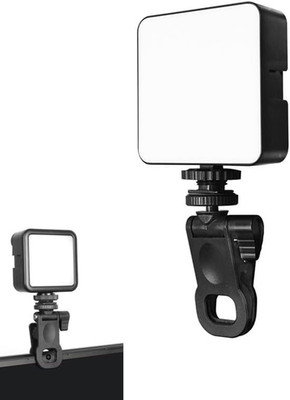 Selfie Light w/ 3 Cold Shoe Mounts, Dimmable Video Conference/Vlogging/Photograp