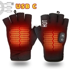 Rechargeable Heated Gloves Fingerless 5 Heat Settings LCD Men Women Ski Fishing