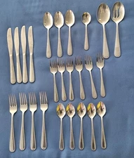 Rope Edge Silverware Stainless International Spoon Fork Knife Lot Of 25 Serving
