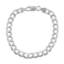 925 Sterling Silver 5MM Double Link Charm Bracelet Chain For Men Women 8'' 9''