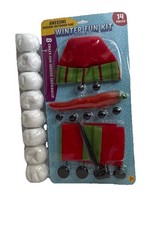 Build A Snowman Kit - Hat, Scarf, Carrot Nose, Button, Eyes and Mouth- Snow Toy