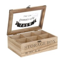 ToCi Teebox Holz 6 FäCher Teekiste Teedose Teebeutelbox Tee Dose Box Retro