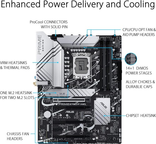 ASUS Prime Z790-P WIFI Gaming Mainboard Sockel Intel LGA1700 (ATX, PCIe 5.0, DDR - Bild 5 von 10
