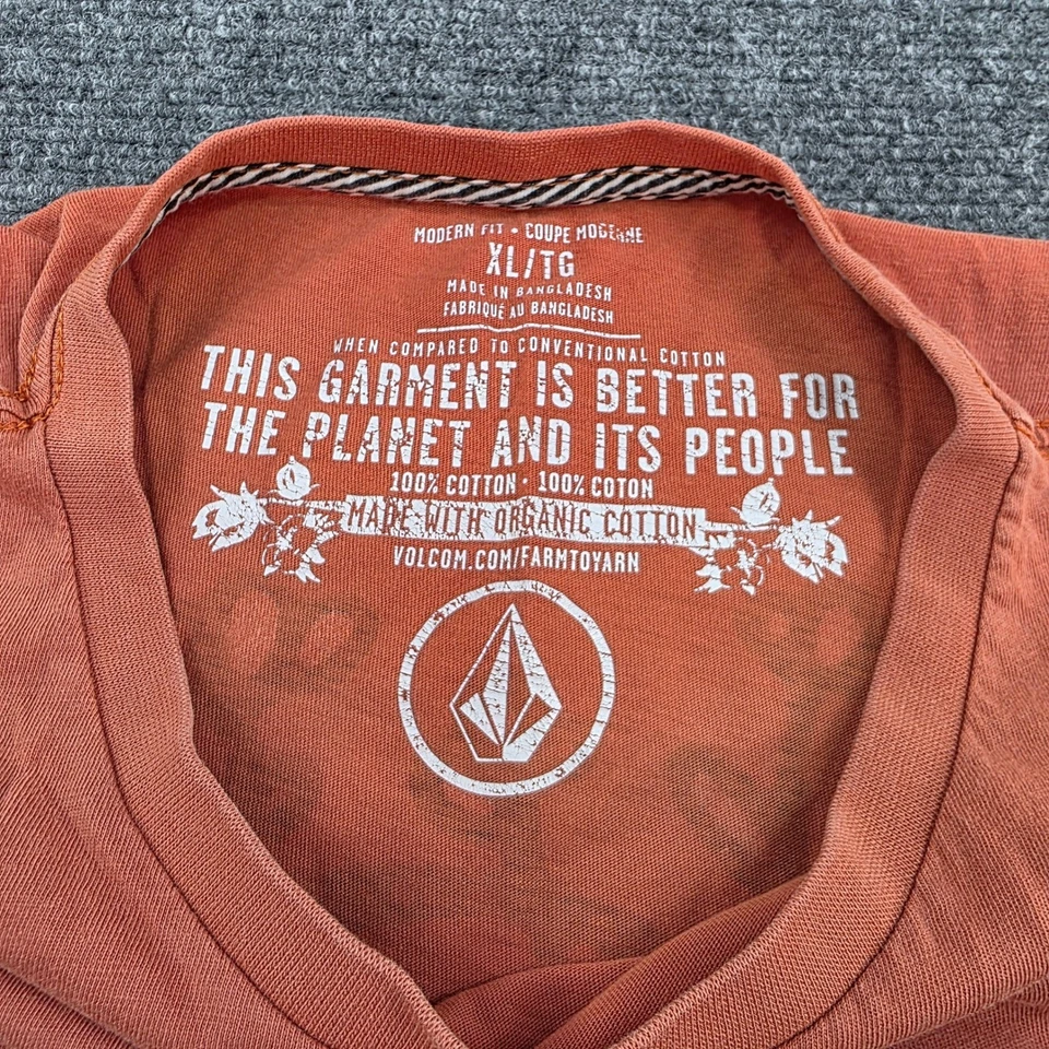 Volcom 1991 Floral Skull Graphic T Shirt Men's XL Modern Fit Orange - Image 4 of 4